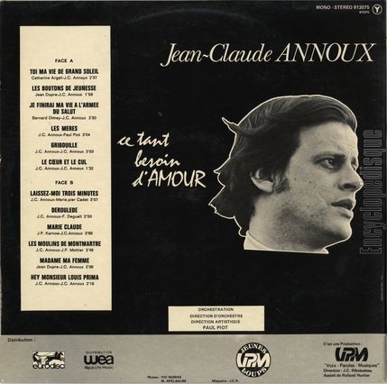 [Pochette de Ce tant besoin d’amour (Jean-Claude ANNOUX) - verso]