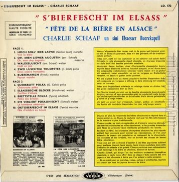 [Pochette de S’bierfescht im Elsass / Fte de la bire en Alsace (Charlie SCHAAF) - verso]