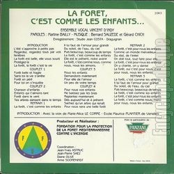 [Pochette de La fort, c’est comme les enfants (Ensemble vocal VINCENT D’INDY) - verso]