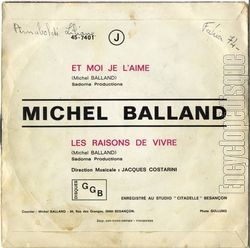 [Pochette de Et moi je l’aime (Michel BALLAND) - verso]