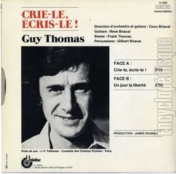 [Pochette de Crie-le, cris-le ! (Guy THOMAS) - verso]