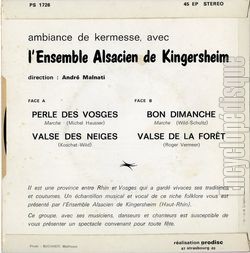 [Pochette de Musique et chant du folkore alsacien (ENSEMBLE ALSACIEN DE KINGERSHEIM) - verso]