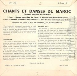 [Pochette de Chants et danses du Maroc (DOCUMENT) - verso]