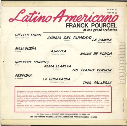 [Pochette de Latino americano (Franck POURCEL) - verso]