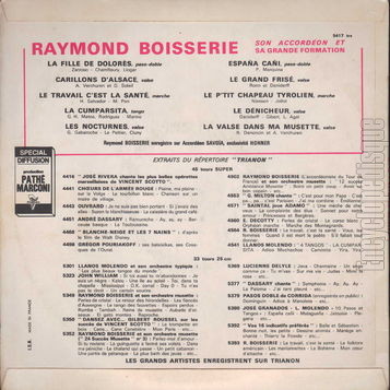 [Pochette de Les classiques du musette (Raymond BOISSERIE) - verso]