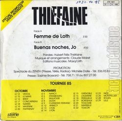 [Pochette de Tourne 1985 octobre novembre (Hubert-Flix THIFAINE) - verso]