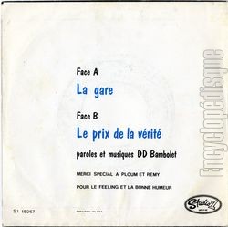 [Pochette de La gare (DD BAMBOLET) - verso]