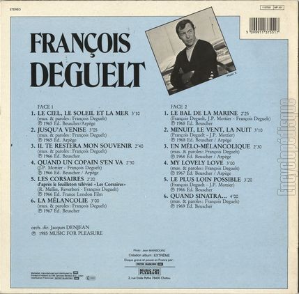 [Pochette de Le ciel, le soleil et la mer (Franois DEGUELT) - verso]