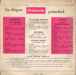 [Pochette de Apprenez le cha-cha-cha (Raymond LEGRAND) - verso]