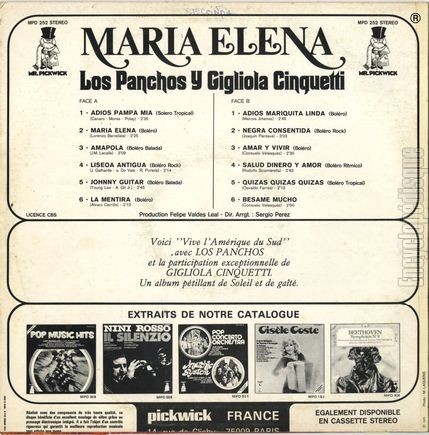 [Pochette de Maria Elena (Los PANCHOS Y Gigliola CINQUETTI) - verso]