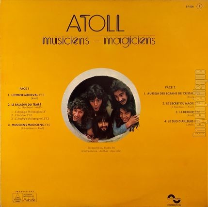 [Pochette de Musiciens - magiciens (ATOLL) - verso]