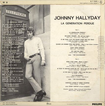 [Pochette de La gnration perdue (Johnny HALLYDAY) - verso]