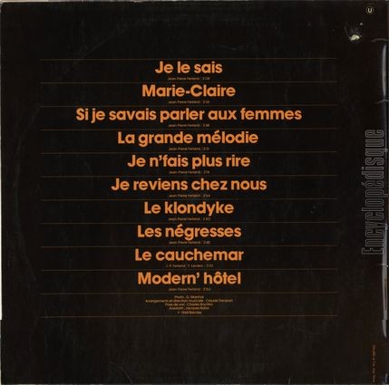 [Pochette de Je le sais, Le Klondyke, Modern’htel… (Jean-Pierre FERLAND) - verso]