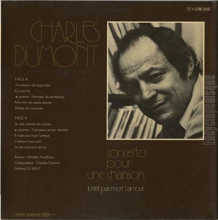 [Pochette de Concerto pour une chanson (il n’est pas mort l’amour) (Charles DUMONT) - verso]