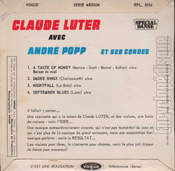 [Pochette de Baiser de miel (Claude LUTER) - verso]