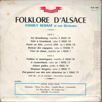 [Pochette de Folklore d’Alsace (Charlie SCHAAF) - verso]