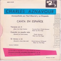 [Pochette de Venecia sin ti (Charles AZNAVOUR) - verso]