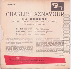 [Pochette de La bohme (Charles AZNAVOUR) - verso]