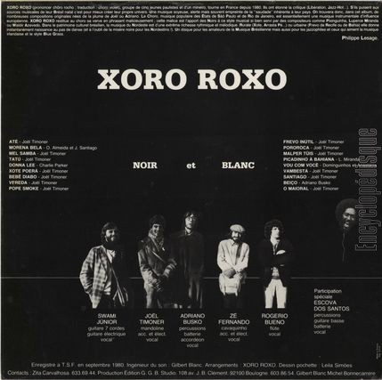 [Pochette de Noir et blanc (XORO ROXO) - verso]