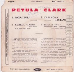 [Pochette de Monsieur (Petula CLARK) - verso]