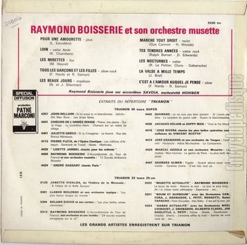 [Pochette de Pour une amourette / Loin / Les mirettes… (Raymond BOISSERIE) - verso]