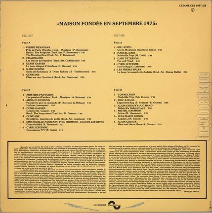 [Pochette de Czame, maison fonde en septembre 1975 (COMPILATION) - verso]