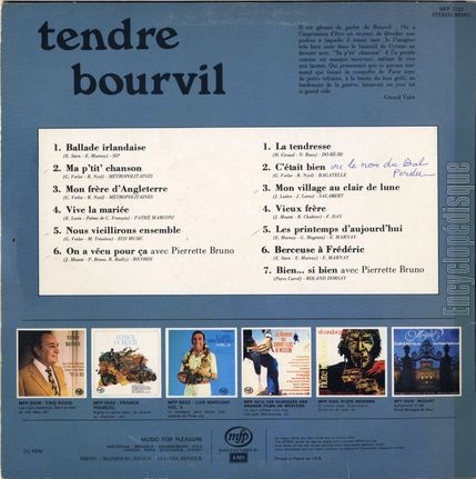 [Pochette de Tendre Bourvil (BOURVIL) - verso]