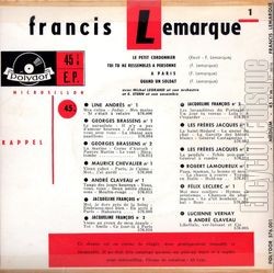 [Pochette de Le petit cordonnier (Francis LEMARQUE) - verso]