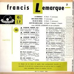 [Pochette de La grenouille (Francis LEMARQUE) - verso]