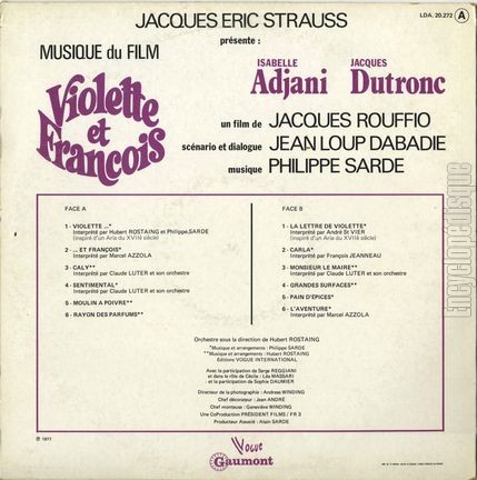 [Pochette de Violette et Franois (B.O.F.  Films ) - verso]