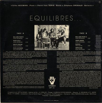 [Pochette de quilibres… (Gilles HEKIMIAN - Pierre-Yves SORIN - Stphane GREMAUD) - verso]