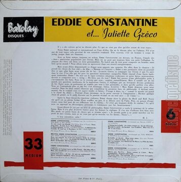 [Pochette de Eddie Constantine - Juliette Grco (Eddie CONSTANTINE) - verso]