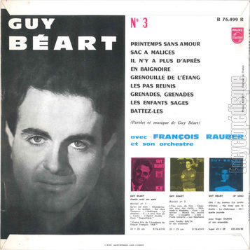 [Pochette de Printemps sans amour, En baignore, Battez-Les - (Vol. 3) (Guy BART) - verso]