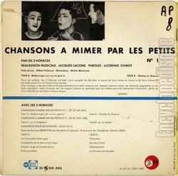 [Pochette de Chansons  mimer par les petits (Les 3 HORACES) - verso]