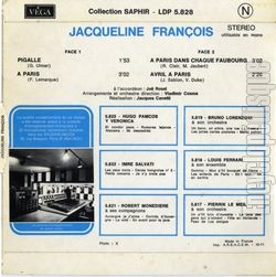 [Pochette de Pigalle (Jacqueline FRANOIS) - verso]