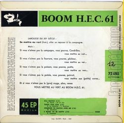 [Pochette de Mettons-nous au vert ! Boom H.E.C. 61 (COMPILATION) - verso]