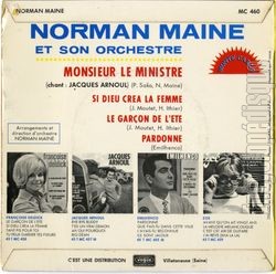 [Pochette de Monsieur le ministre (Norman MAINE) - verso]