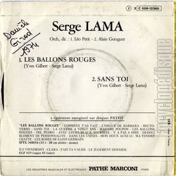 [Pochette de Les ballons rouges / Sans toi (Serge LAMA) - verso]