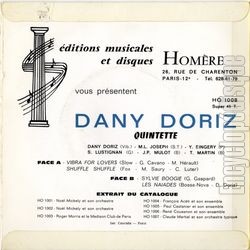 [Pochette de Vibra for lovers (Dany DORIZ) - verso]