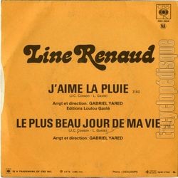 [Pochette de J’aime la pluie (Line RENAUD) - verso]