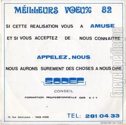 [Pochette de SODEF conseil vous adresse ses meilleurs vœux 1982 (PUBLICIT) - verso]