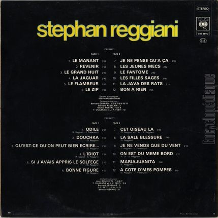 [Pochette de Stephan Reggiani (Stephan REGGIANI) - verso]