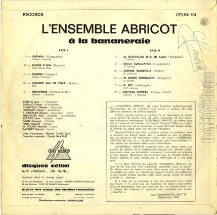 [Pochette de L’ensemble Abricot  la bananeraie (L’ENSEMBLE ABRICOT) - verso]