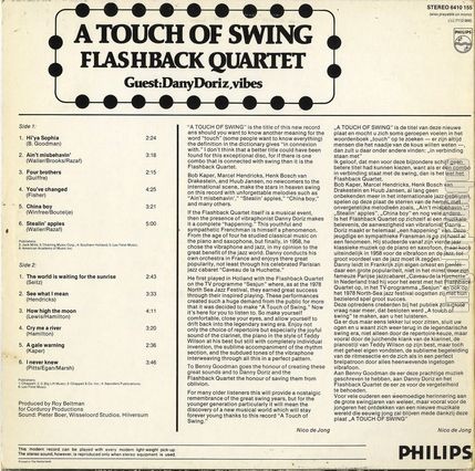 [Pochette de A touch of swing (FLASHBACK QUARTET) - verso]