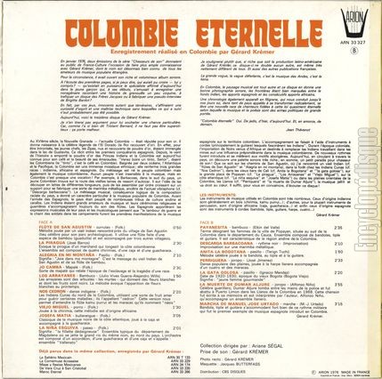 [Pochette de Colombie ternelle (DOCUMENT) - verso]