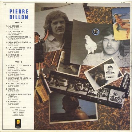 [Pochette de La Creuse / La groupie / Les yeux des singes… (Pierre BILLON) - verso]