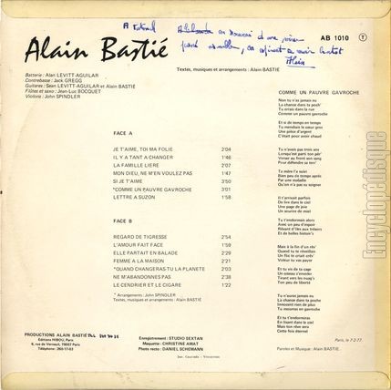 [Pochette de Alain Basti (Alain BASTI) - verso]