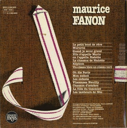 [Pochette de Le petit bout de rve / Mururoa / Quand je serai grand… (Maurice FANON) - verso]