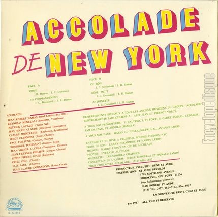 [Pochette de Accolade de New-York (ACCOLADE DE NEW-YORK) - verso]