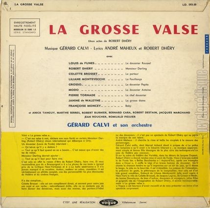 [Pochette de La grosse valse (THTRE / SPECTACLE) - verso]